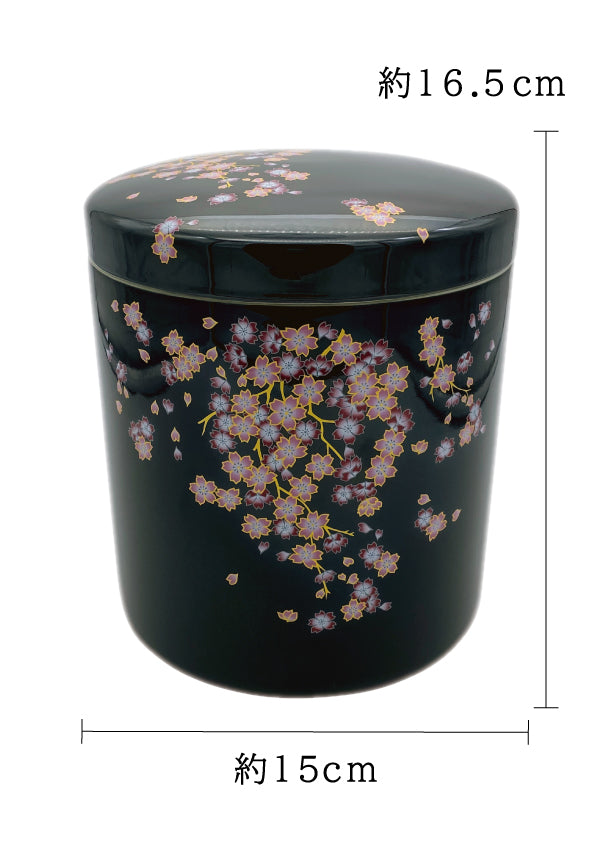 骨壺 みやび桜 黒 5寸【名入れ対応可】
