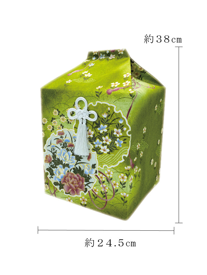 骨覆い・骨壺カバー 友禅 黄緑 7寸