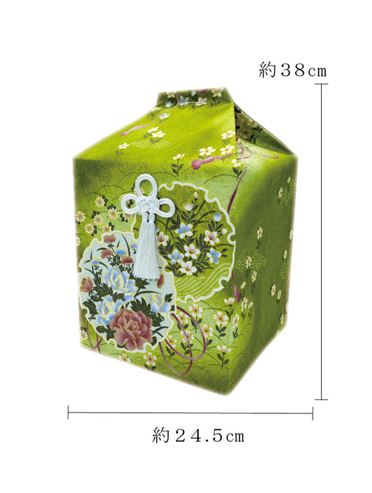 骨覆い・骨壺カバー 友禅 黄緑 7寸