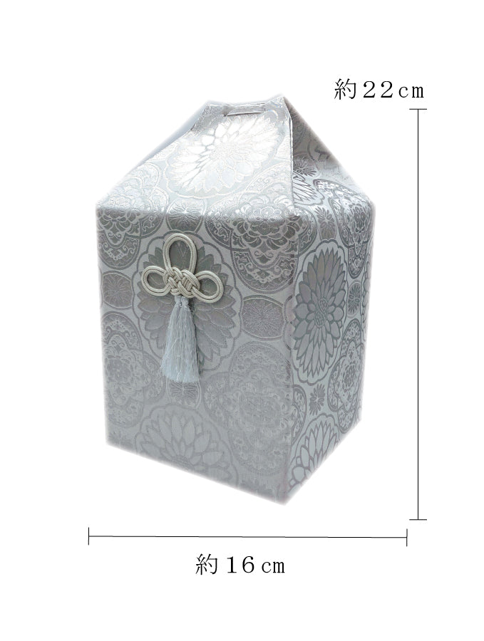 骨覆い・骨壺カバー 金襴 銀 4寸