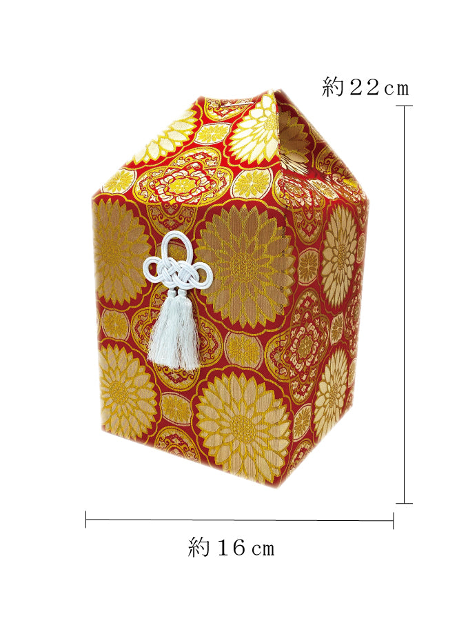 骨覆い・骨壺カバー 金襴 赤 4寸