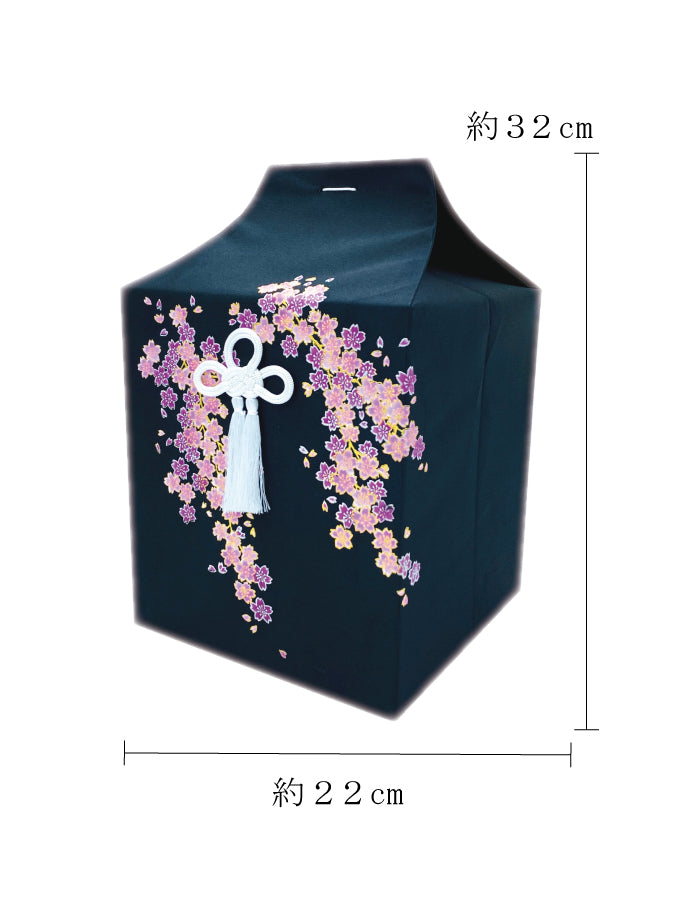 骨覆い・骨壺カバー みやび桜 黒 6寸