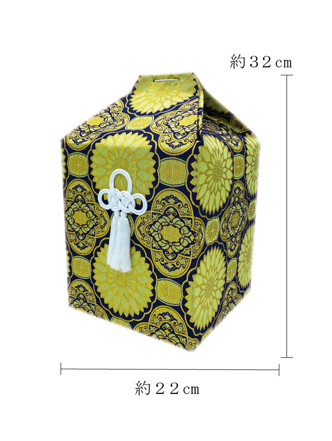 骨覆い・骨壺カバー 金襴 青 6寸
