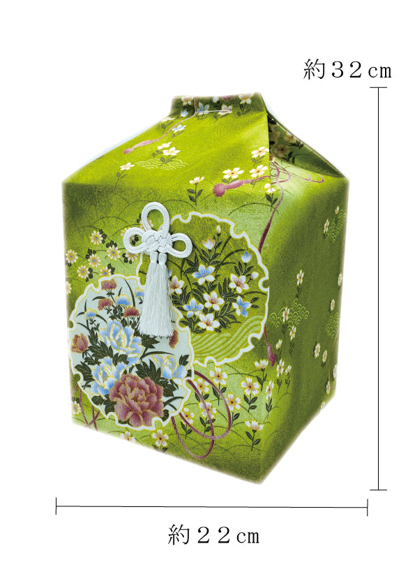 骨覆い・骨壺カバー 友禅 黄緑 6寸