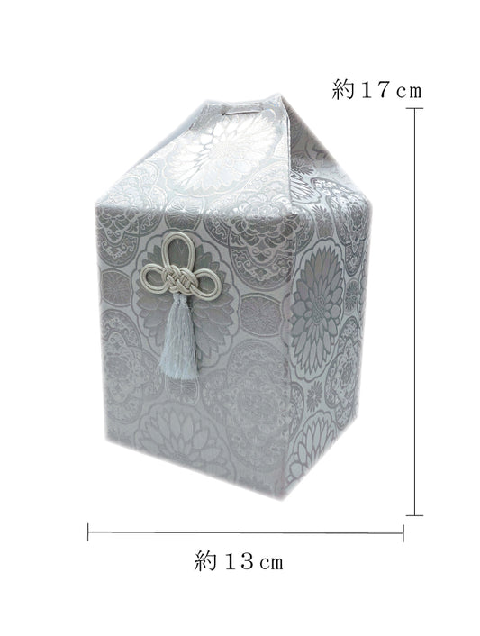 骨覆い・骨壺カバー 金襴 銀 3寸